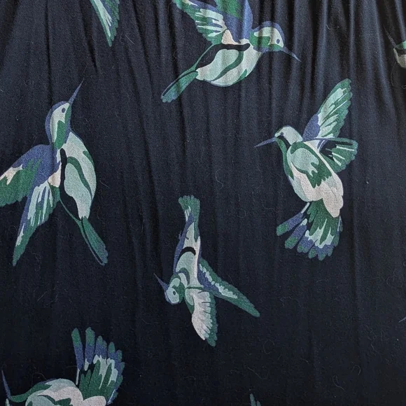 Joe Fresh Navy and Green Hummingbird Midi Dress - Picture 2 of 7